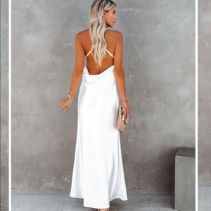 Satin Cowl Neck Dress